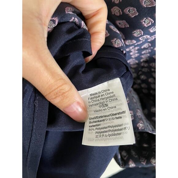 J Crew Sheath Dress Women's 0 Metallic Navy Purple Flowers Mini Sleeveless - Picture 9 of 10